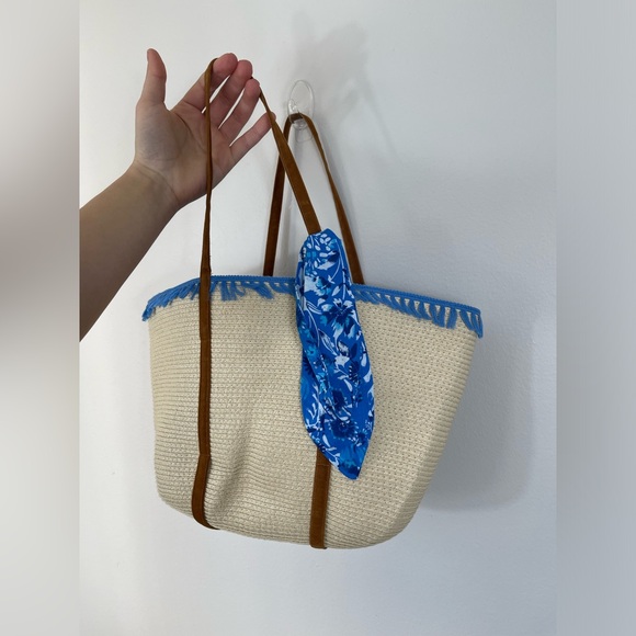 Women’s Beach Tote Bag Basketweave Tropical NEW - Picture 8 of 11